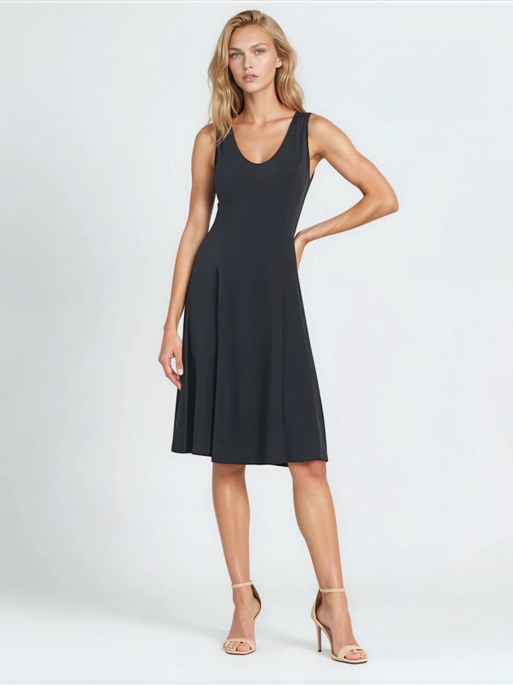 Clara Sun Woo SLEEVELESS V-NECK FLARED DRESS